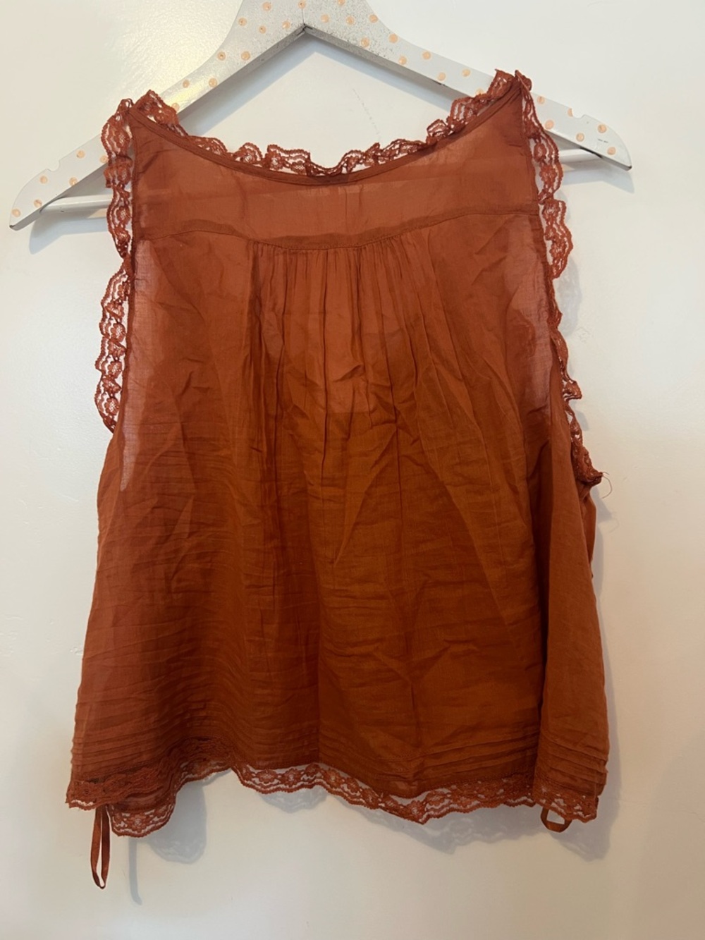 Free People Lace-Trim Button-Front Rust Camisole - Picture 5 of 7
